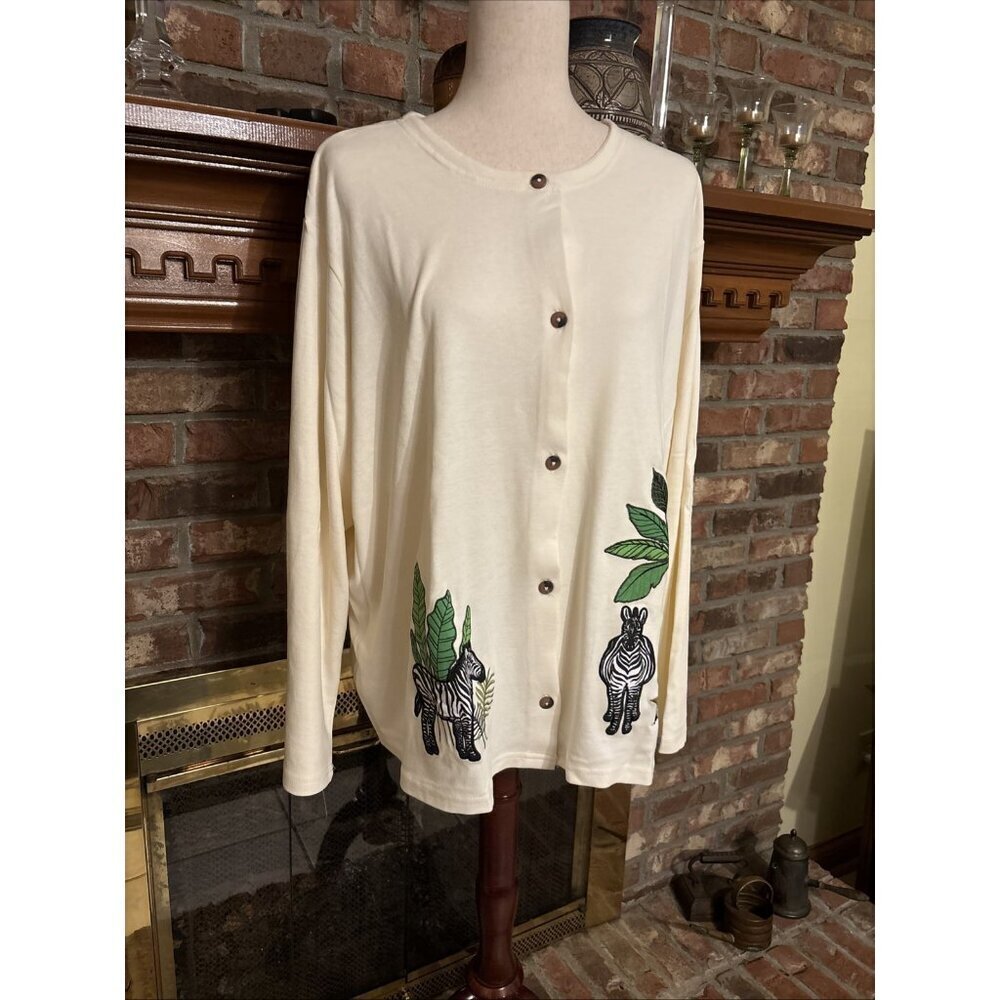 New Blair Button Down Henley 3XL Zebra Shirt New